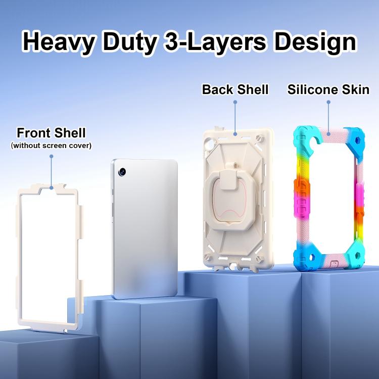 For Samsung Galaxy Tab A11 Contrast Color Robot Silicone Hybrid PC Tablet Case