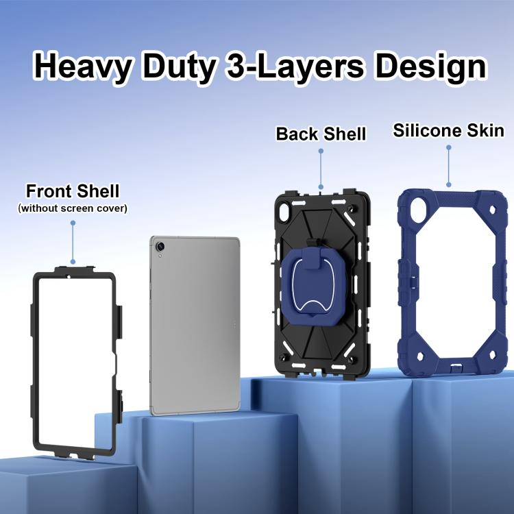 For Samsung Galaxy Tab S11 Contrast Color Robot Silicone Hybrid PC Tablet Case