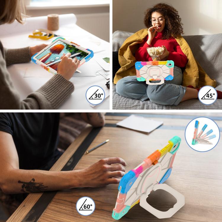For Samsung Galaxy Tab S11 Contrast Color Robot Silicone Hybrid PC Tablet Case