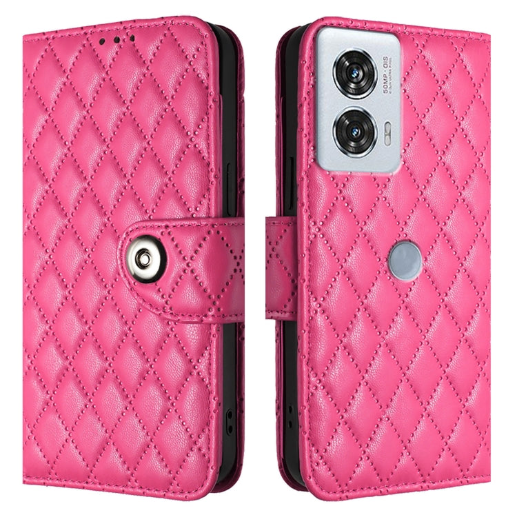 For Motorola Edge 50 Fusion Rhombic Texture Flip Leather Phone Case with Lanyard