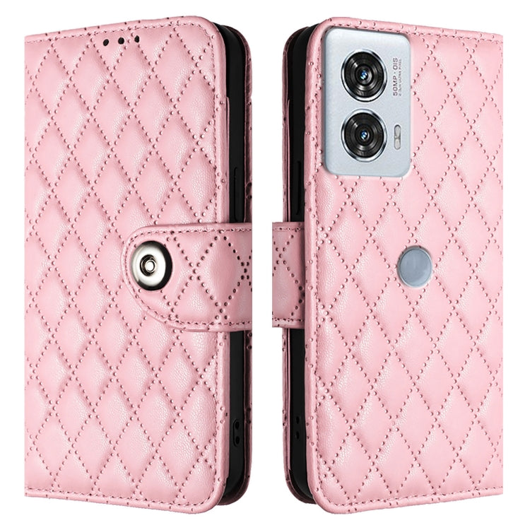 For Motorola Edge 50 Fusion Rhombic Texture Flip Leather Phone Case with Lanyard