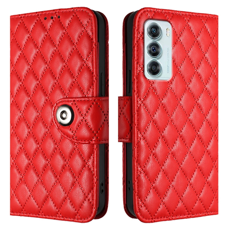 For Motorola Edge S30 / Moto G200 5G Rhombic Texture Flip Leather Phone Case with Lanyard