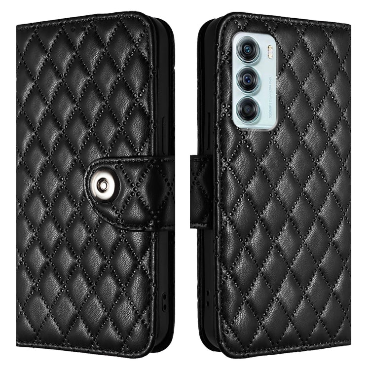 For Motorola Edge S30 / Moto G200 5G Rhombic Texture Flip Leather Phone Case with Lanyard