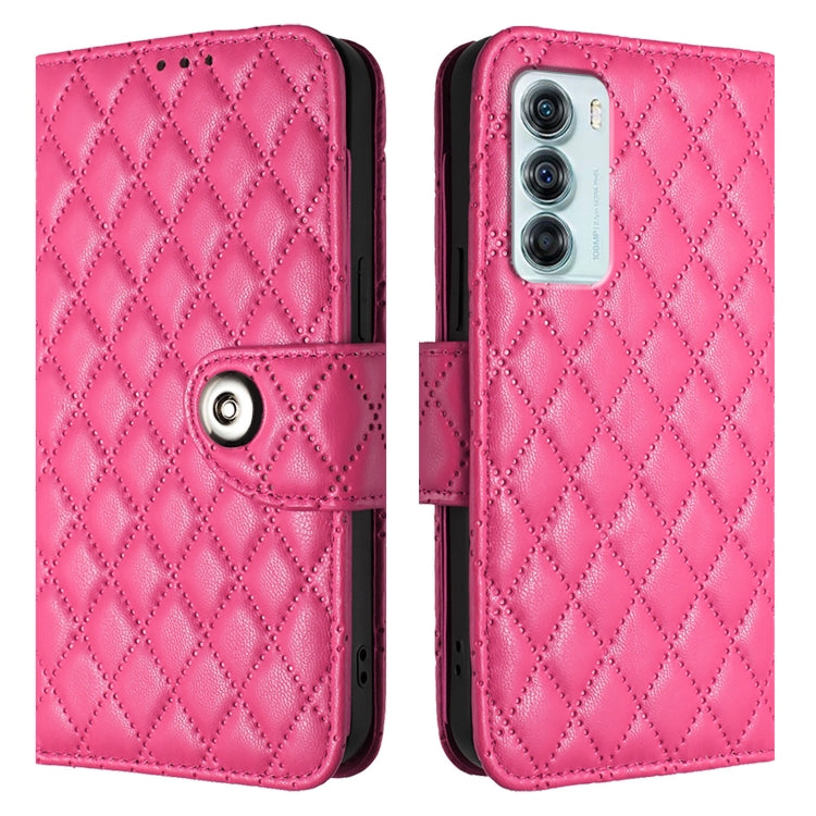 For Motorola Edge S30 / Moto G200 5G Rhombic Texture Flip Leather Phone Case with Lanyard
