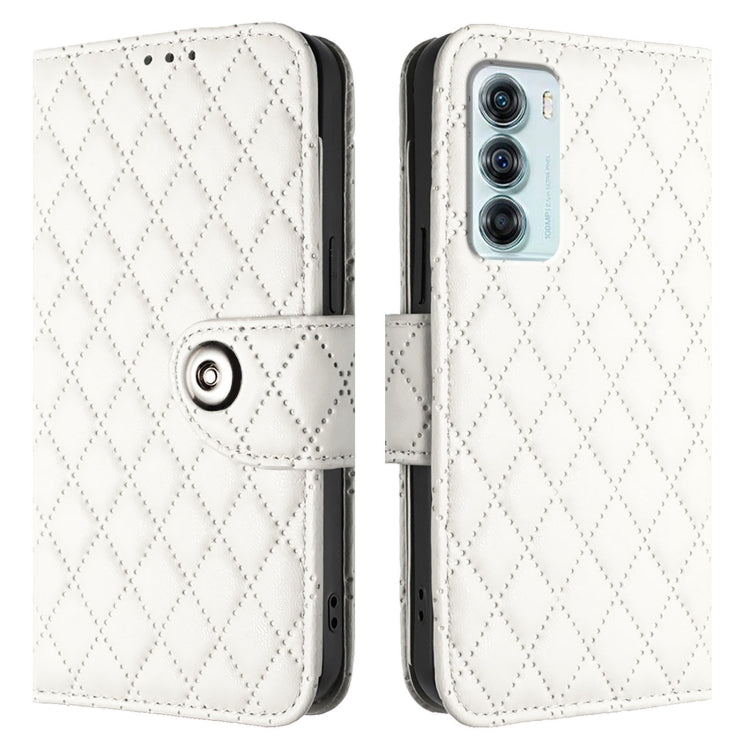 For Motorola Edge S30 / Moto G200 5G Rhombic Texture Flip Leather Phone Case with Lanyard