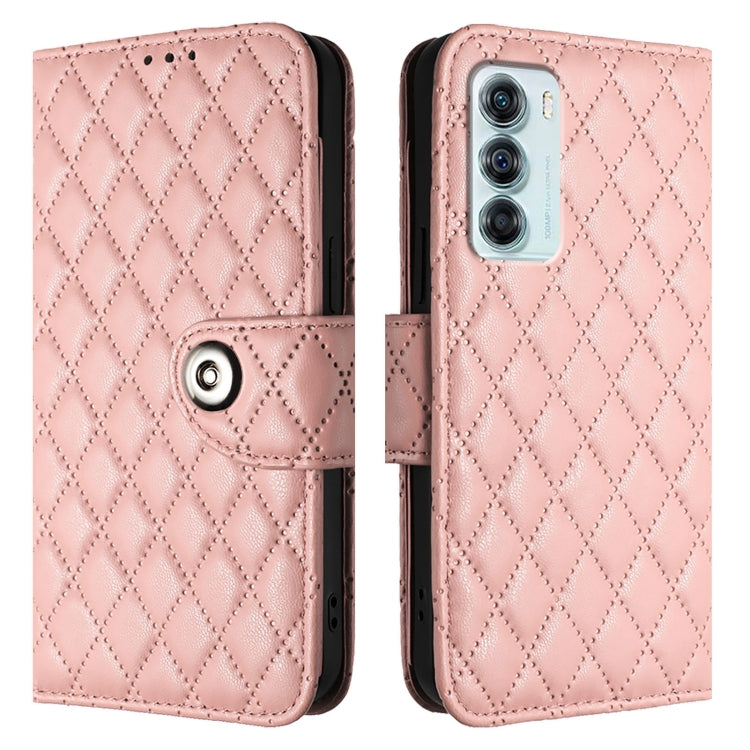 For Motorola Edge S30 / Moto G200 5G Rhombic Texture Flip Leather Phone Case with Lanyard