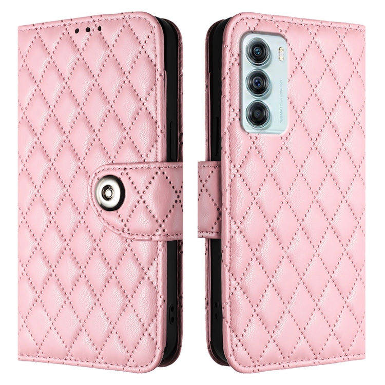 For Motorola Edge S30 / Moto G200 5G Rhombic Texture Flip Leather Phone Case with Lanyard