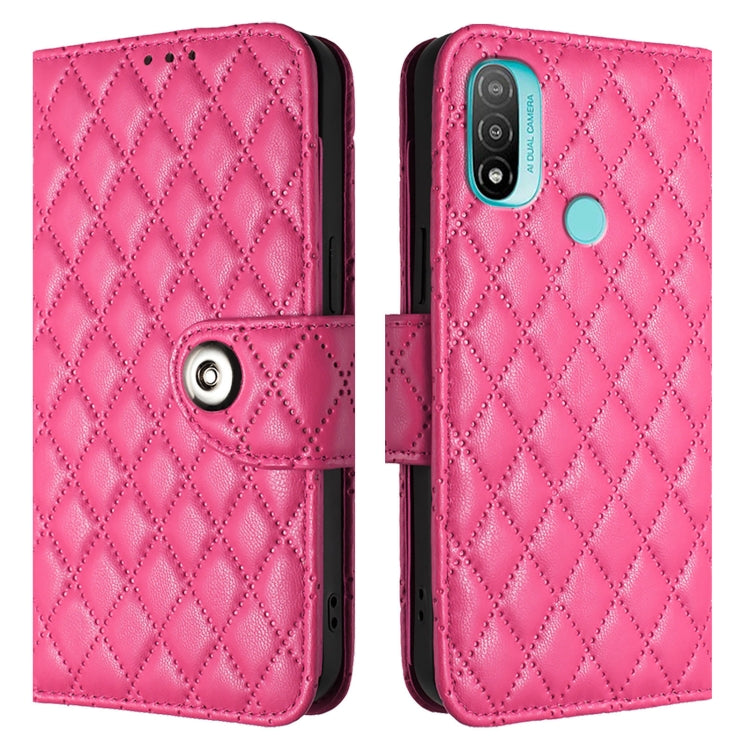 For Motorola Moto E20 / E30 / E40 Rhombic Texture Flip Leather Phone Case with Lanyard
