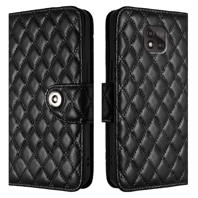For Motorola Moto G Power 2021 Rhombic Texture Flip Leather Phone Case with Lanyard