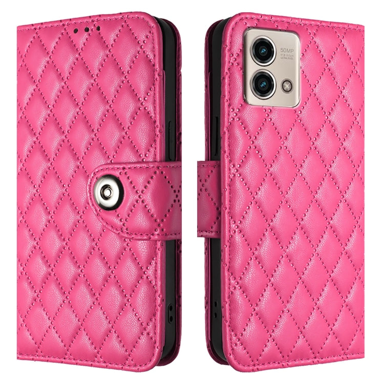 For Motorola Moto G Stylus 2023 4G Rhombic Texture Flip Leather Phone Case with Lanyard