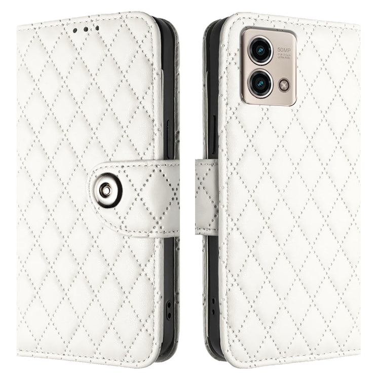 For Motorola Moto G Stylus 2023 4G Rhombic Texture Flip Leather Phone Case with Lanyard