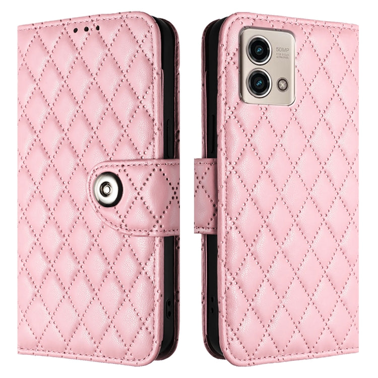 For Motorola Moto G Stylus 2023 4G Rhombic Texture Flip Leather Phone Case with Lanyard