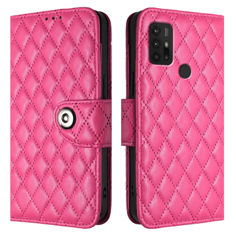 For Motorola Moto G30 / G10 / G20 Rhombic Texture Flip Leather Phone Case with Lanyard