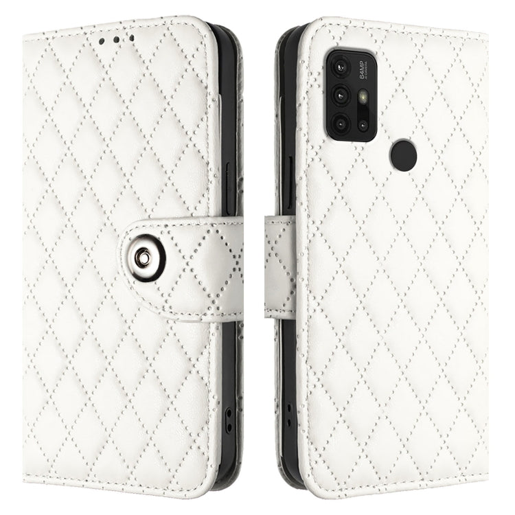 For Motorola Moto G30 / G10 / G20 Rhombic Texture Flip Leather Phone Case with Lanyard