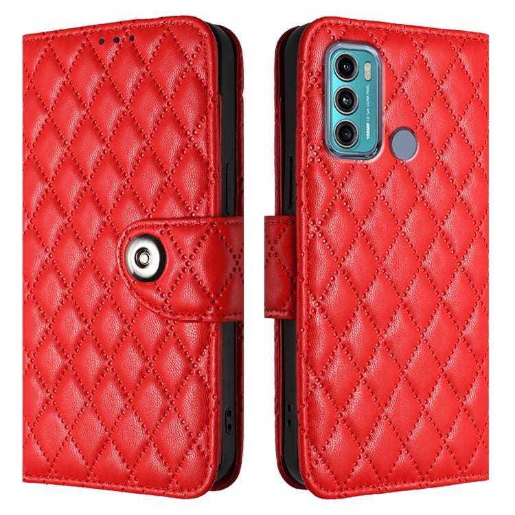 For Motorola Moto G60 / G40 Fusion Rhombic Texture Flip Leather Phone Case with Lanyard