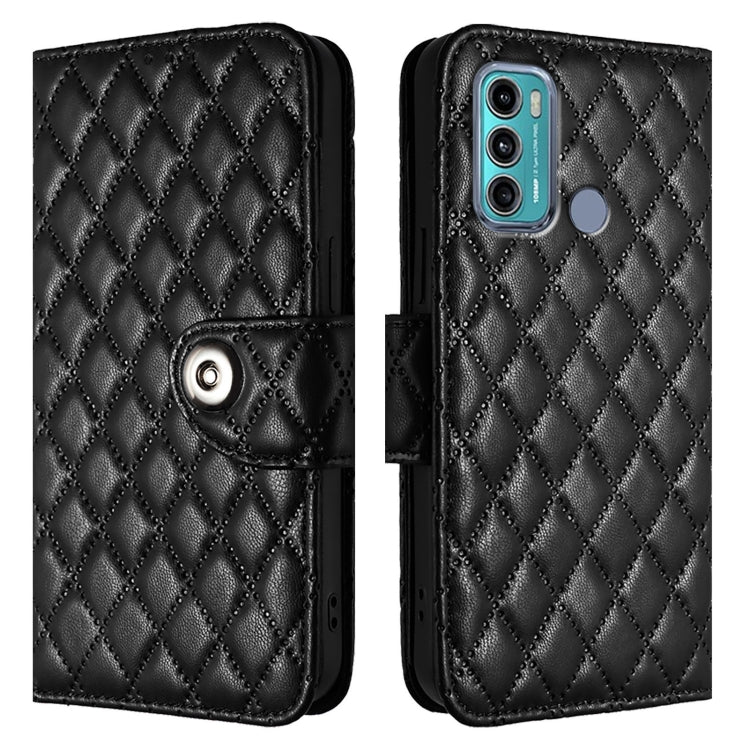 For Motorola Moto G60 / G40 Fusion Rhombic Texture Flip Leather Phone Case with Lanyard