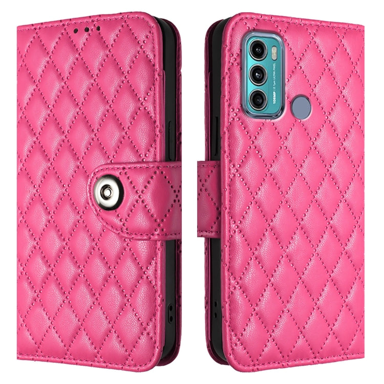 For Motorola Moto G60 / G40 Fusion Rhombic Texture Flip Leather Phone Case with Lanyard
