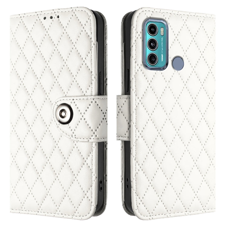 For Motorola Moto G60 / G40 Fusion Rhombic Texture Flip Leather Phone Case with Lanyard