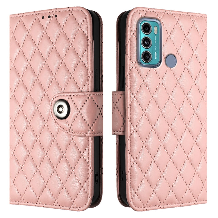 For Motorola Moto G60 / G40 Fusion Rhombic Texture Flip Leather Phone Case with Lanyard
