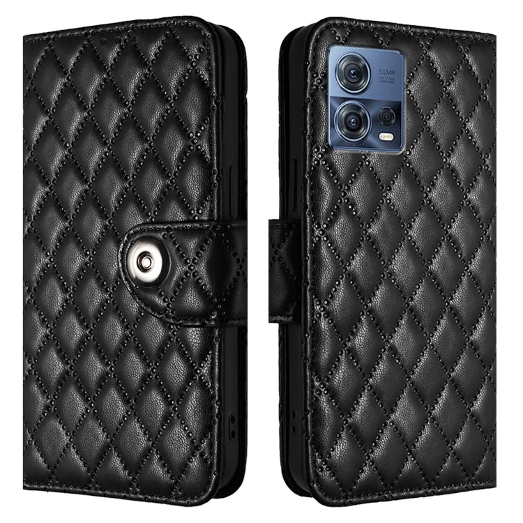 For Motorola Moto S30 Pro Rhombic Texture Flip Leather Phone Case with Lanyard