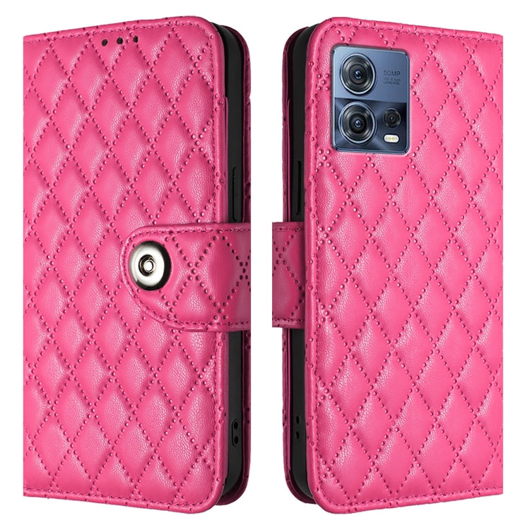 For Motorola Moto S30 Pro Rhombic Texture Flip Leather Phone Case with Lanyard