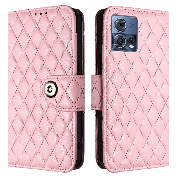 For Motorola Moto S30 Pro Rhombic Texture Flip Leather Phone Case with Lanyard