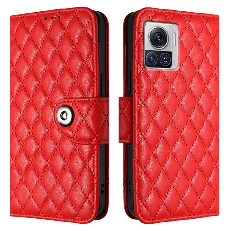 For Motorola Moto X30 Pro Rhombic Texture Flip Leather Phone Case with Lanyard