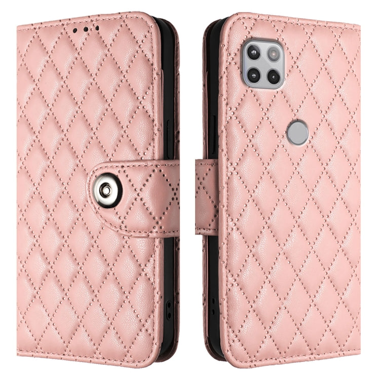 For Motorola Moto G 5G 2020 Rhombic Texture Flip Leather Phone Case with Lanyard