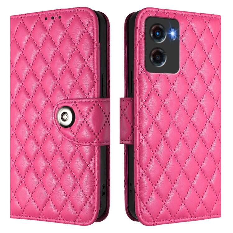 For Motorola Moto G05 Rhombic Texture Flip Leather Phone Case with Lanyard