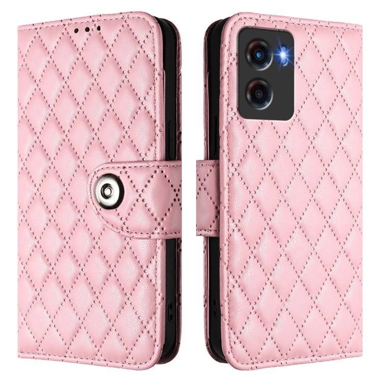For Motorola Moto G05 Rhombic Texture Flip Leather Phone Case with Lanyard
