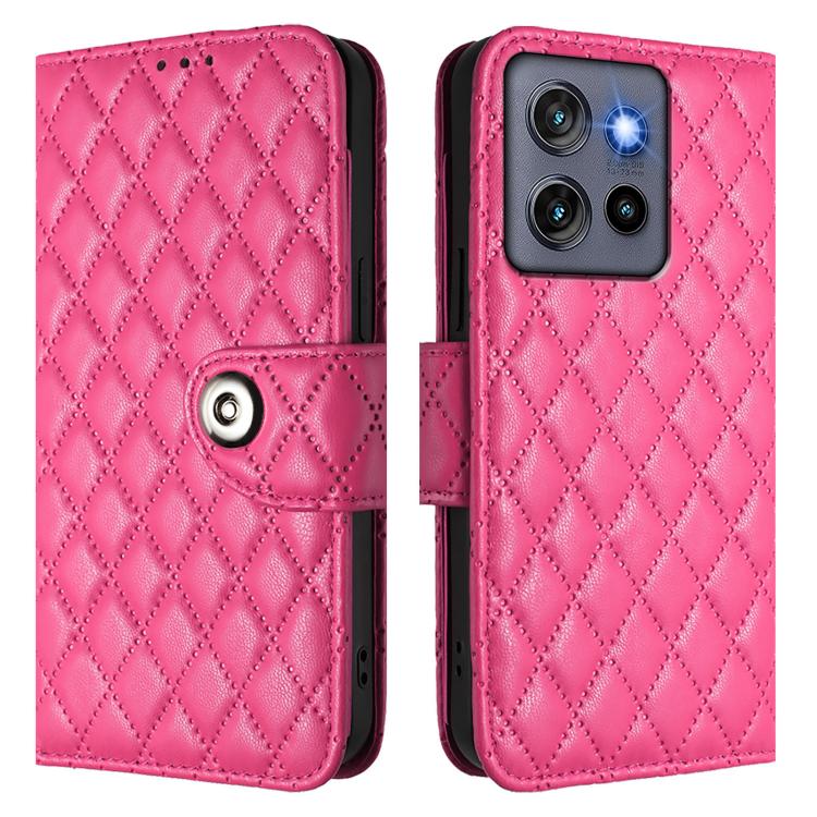For Motorola Moto G Stylus 5G 2025 Rhombic Texture Flip Leather Phone Case with Lanyard