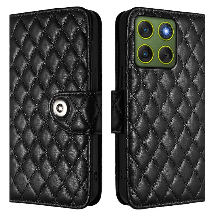 For Motorola Edge 70 5G Rhombic Texture Flip Leather Phone Case with Lanyard