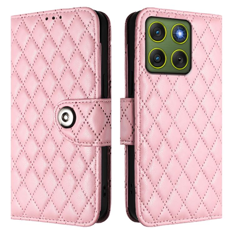 For Motorola Edge 70 5G Rhombic Texture Flip Leather Phone Case with Lanyard