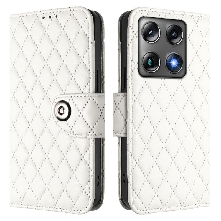 For Motorola Signature 5G Rhombic Texture Flip Leather Phone Case with Lanyard