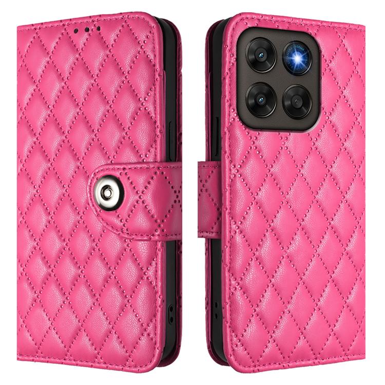 For Motorola Moto G87 / G67 / G77 5G Rhombic Texture Flip Leather Phone Case with Lanyard