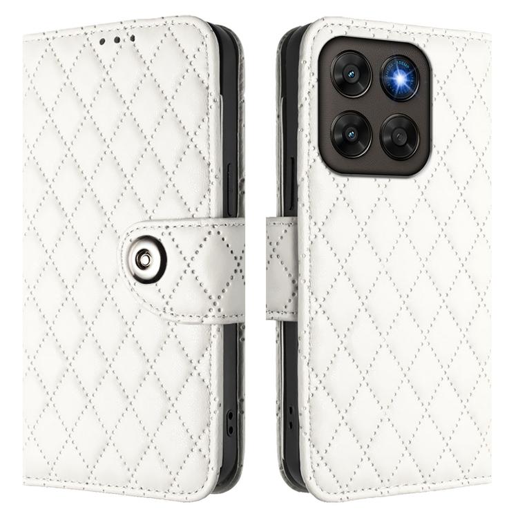 For Motorola Moto G87 / G67 / G77 5G Rhombic Texture Flip Leather Phone Case with Lanyard