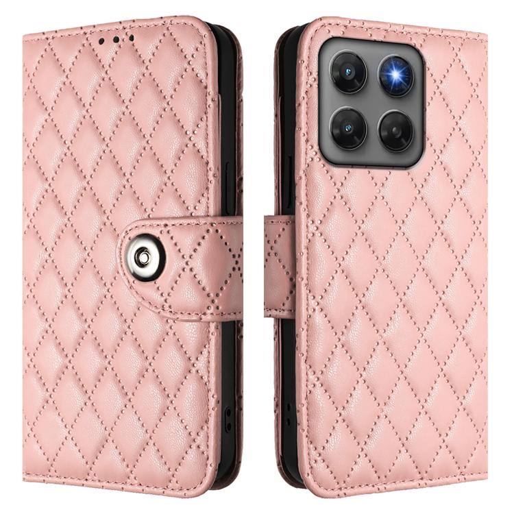 For Motorola Moto G37 / G37 Power / G47 5G Rhombic Texture Flip Leather Phone Case with Lanyard