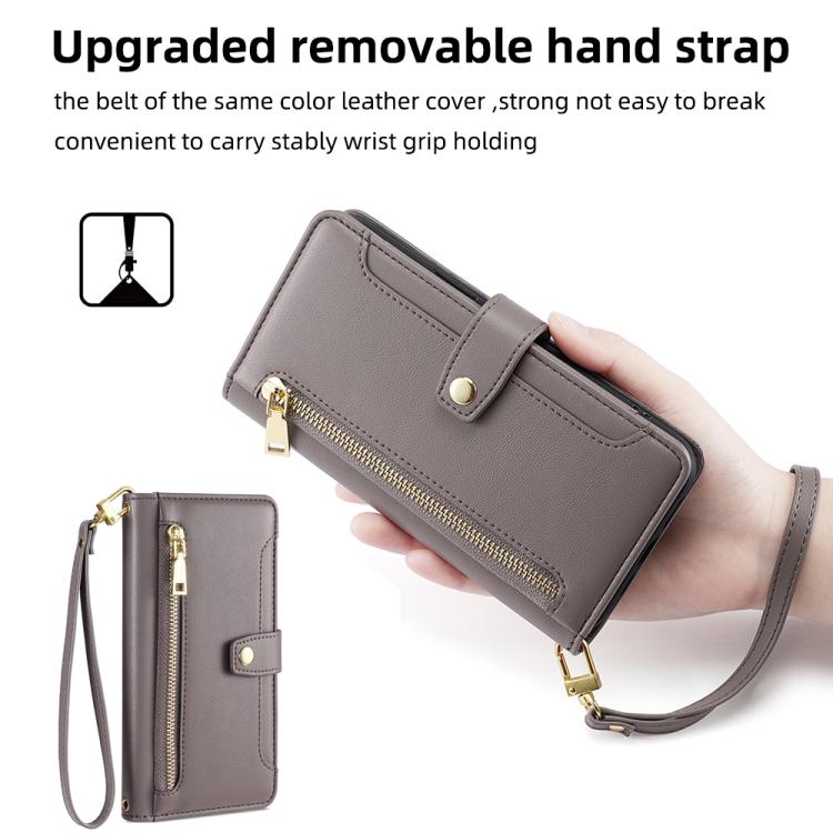 For Tecno Camon 50 4G Sheep Texture Cross-body Zipper Wallet Leather Phone Case