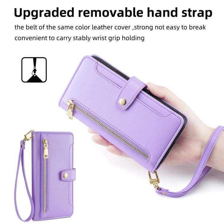 For Tecno Camon 50 4G Sheep Texture Cross-body Zipper Wallet Leather Phone Case