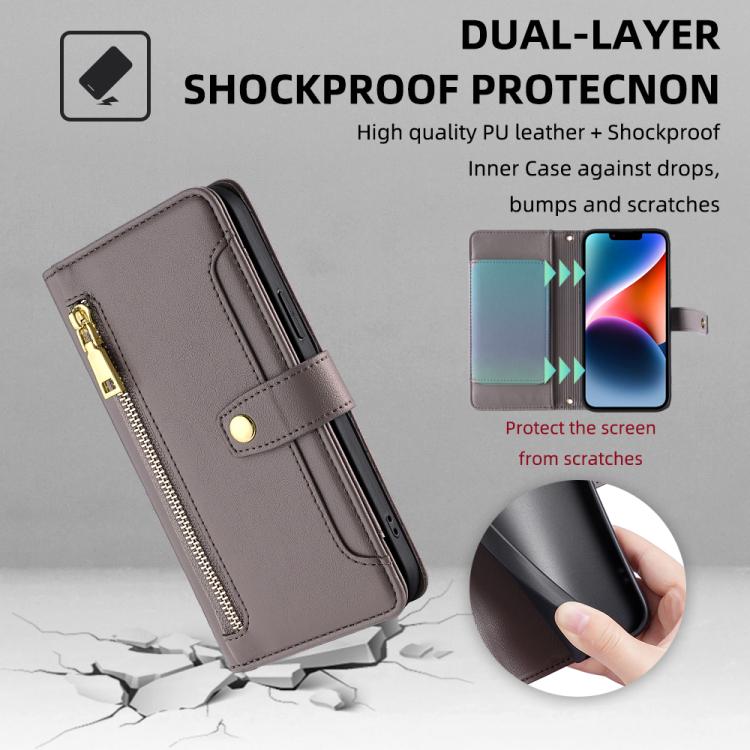 For Tecno Camon 50 Pro 4G Sheep Texture Cross-body Zipper Wallet Leather Phone Case