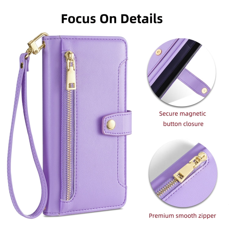 For itel P55+ 4G Sheep Texture Cross-body Zipper Wallet Leather Phone Case