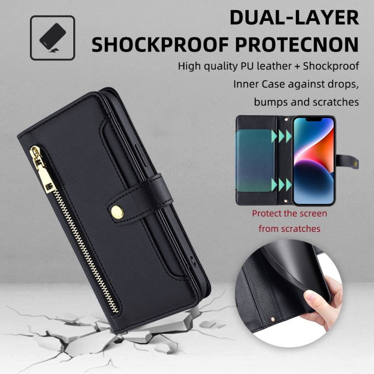 For itel RS4 4G Sheep Texture Cross-body Zipper Wallet Leather Phone Case