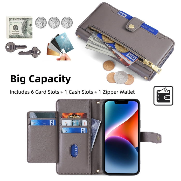 For itel RS4 4G Sheep Texture Cross-body Zipper Wallet Leather Phone Case