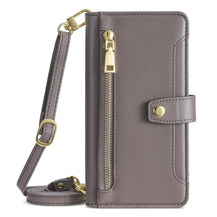 For itel A50C 4G Sheep Texture Cross-body Zipper Wallet Leather Phone Case