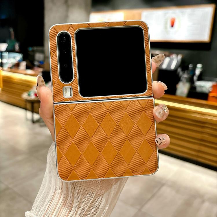 For Huawei Pura X Pearlescent Paint Diamond Shaped Checkered Leather Phone Case