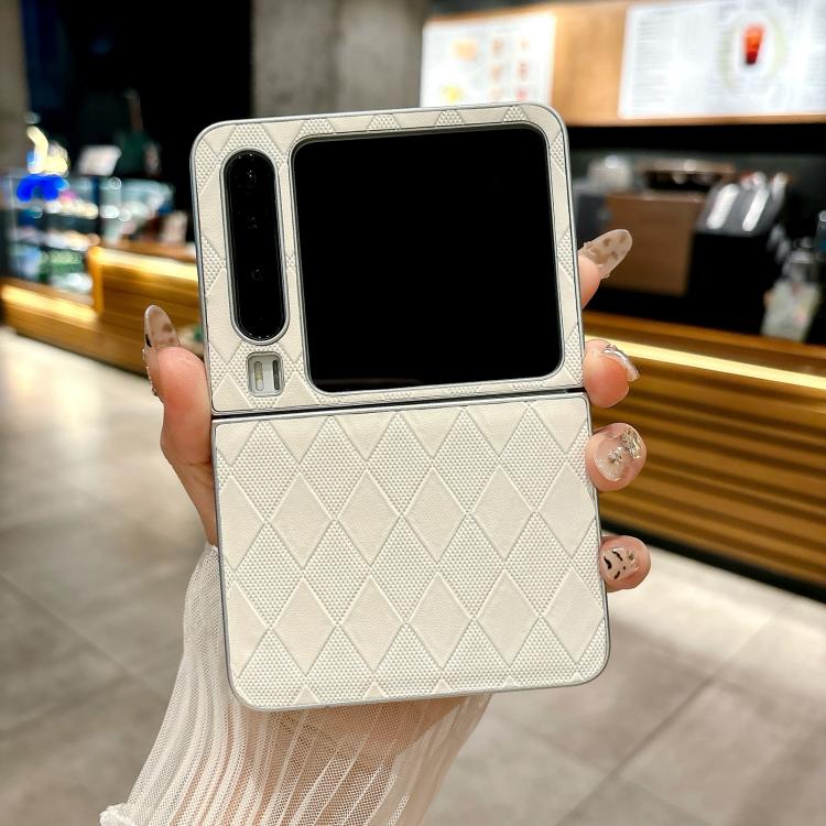 For Huawei Pura X Pearlescent Paint Diamond Shaped Checkered Leather Phone Case