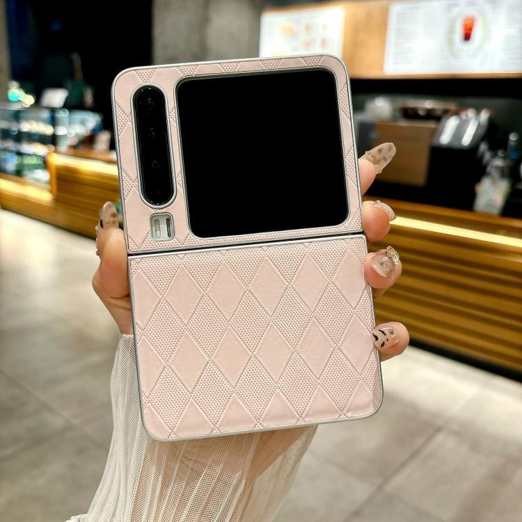 For Huawei Pura X Pearlescent Paint Diamond Shaped Checkered Leather Phone Case