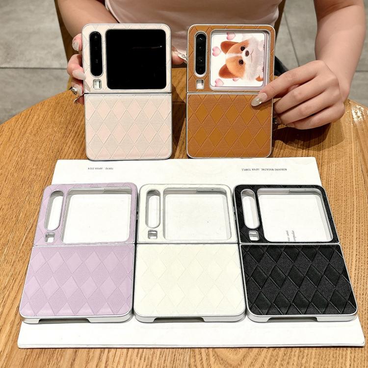 For Huawei Pura X Pearlescent Paint Diamond Shaped Checkered Leather Phone Case