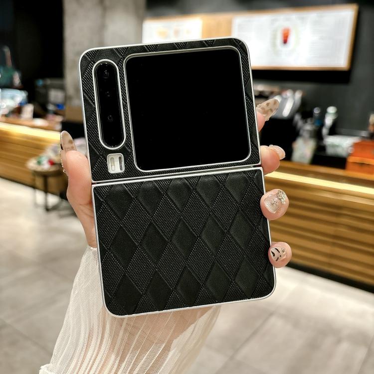 For Huawei Pura X Pearlescent Paint Diamond Shaped Checkered Leather Phone Case