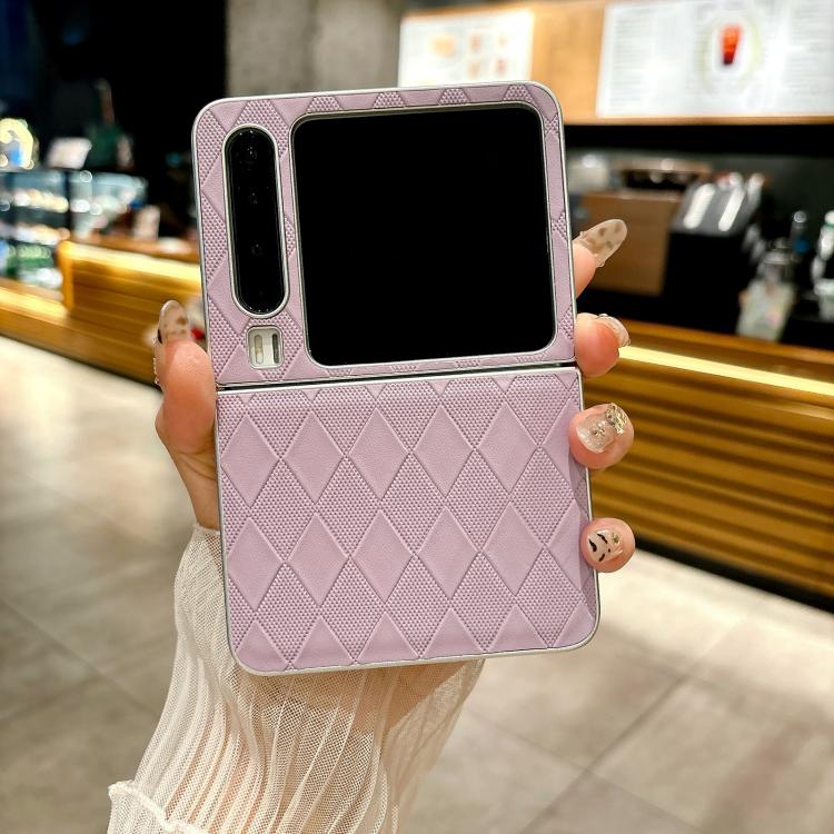 For Huawei Pura X Pearlescent Paint Diamond Shaped Checkered Leather Phone Case